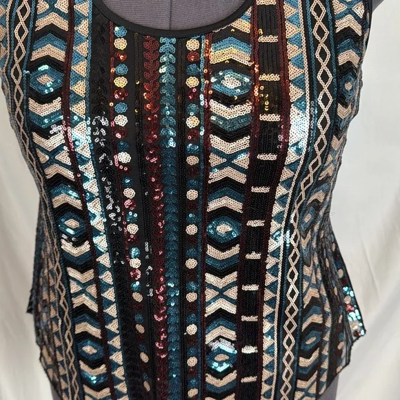 Women's Rue 21 Rue+ Black Sequin Patterned Tank Top Size 1X Like-New Condition - Picture 2 of 9